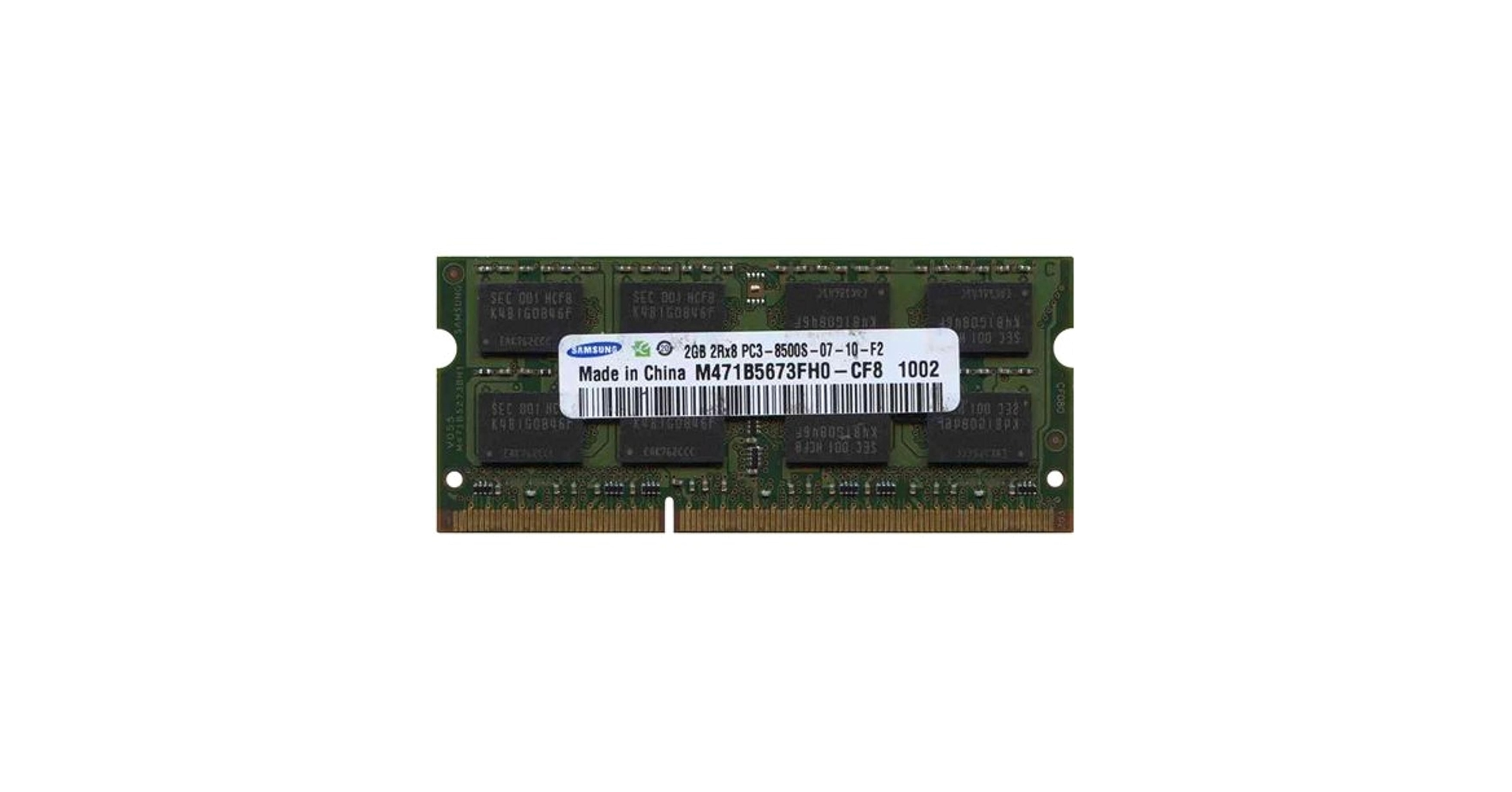 Samsung純正 ノートパソコン用DDR3メモリー 1066MHz 204pin SO-DIMM PC3-8500 (M471B5673FH0-CF8) Samsung 2GB PC-8500 DDR3 1066MHz SO-DIMM 204 Pin 2.0GB
